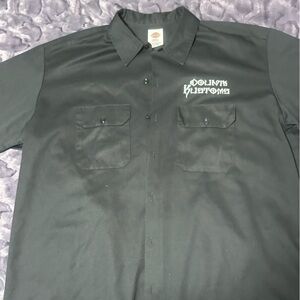 Dickies Black Short-Sleeve Button-Down Work Shirt with Chest Logo